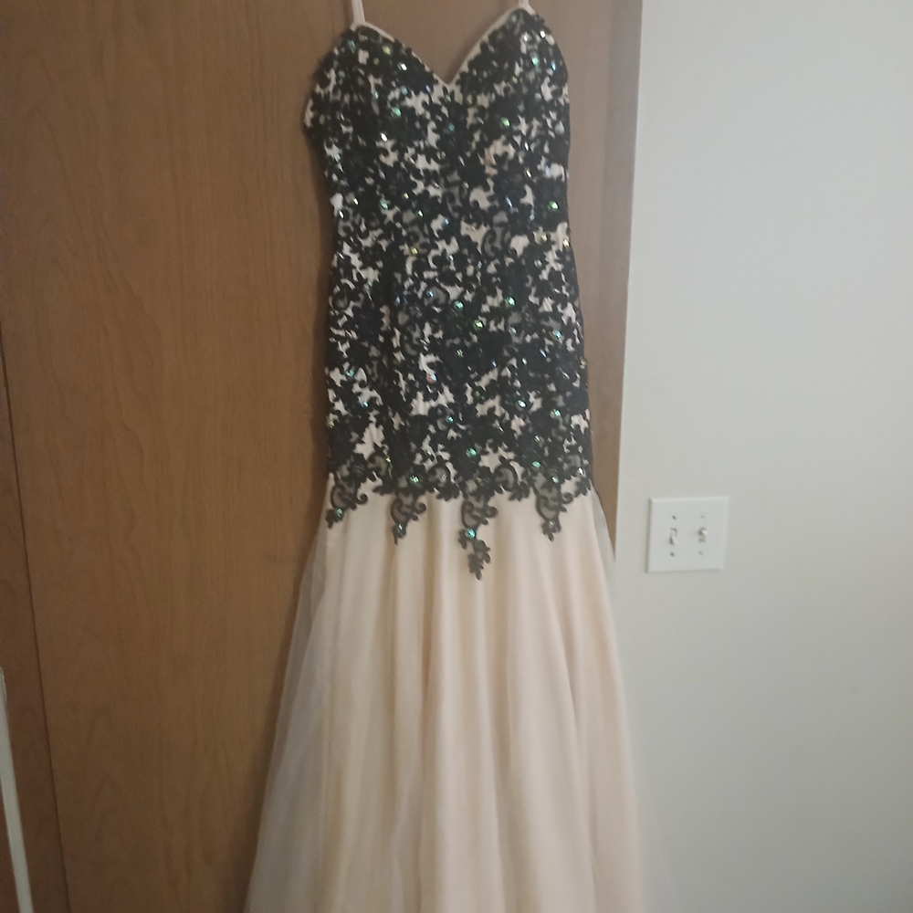 Elegant Black and Cream Prom Dress